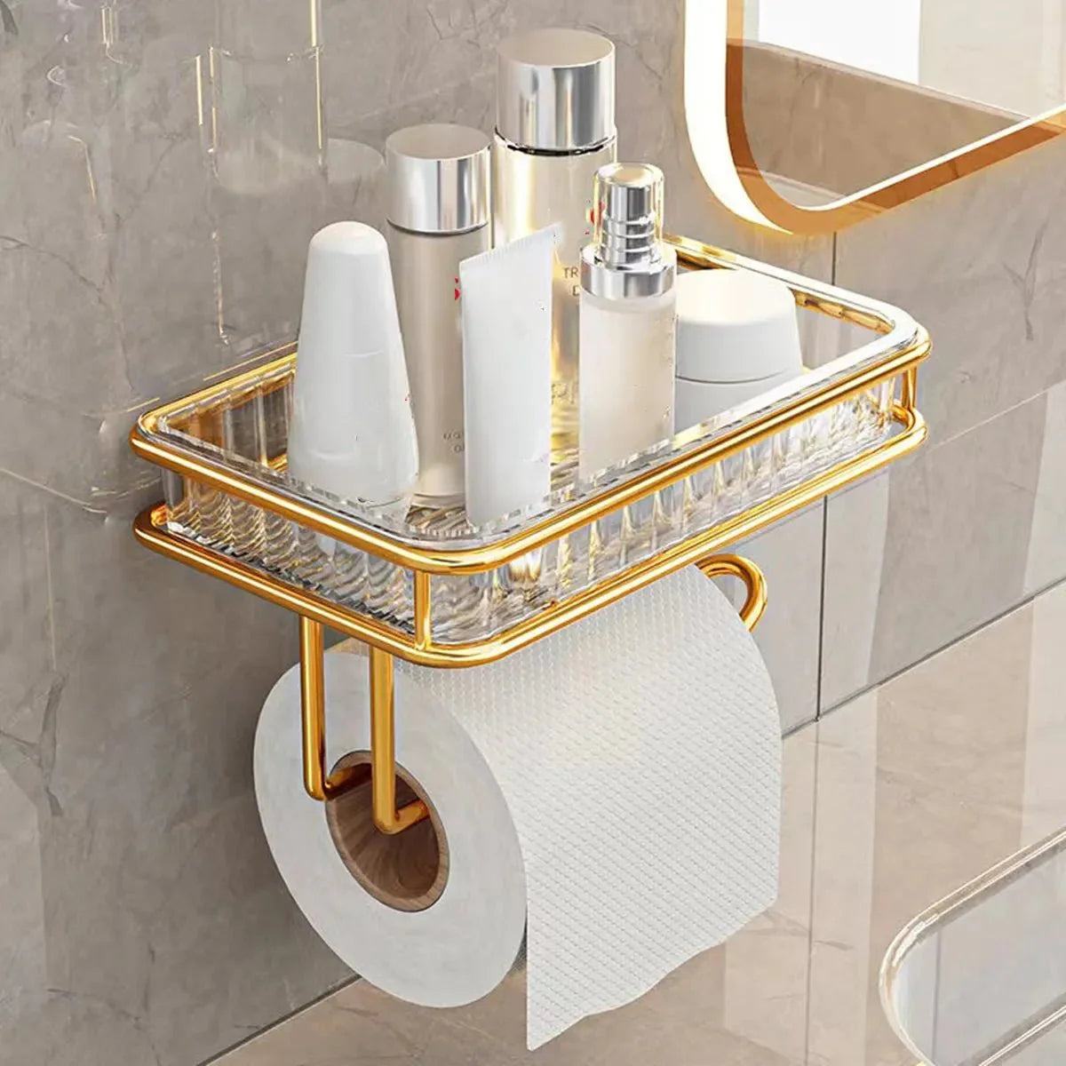 Porta-rolo de Papel Higiênico com suporte dourado